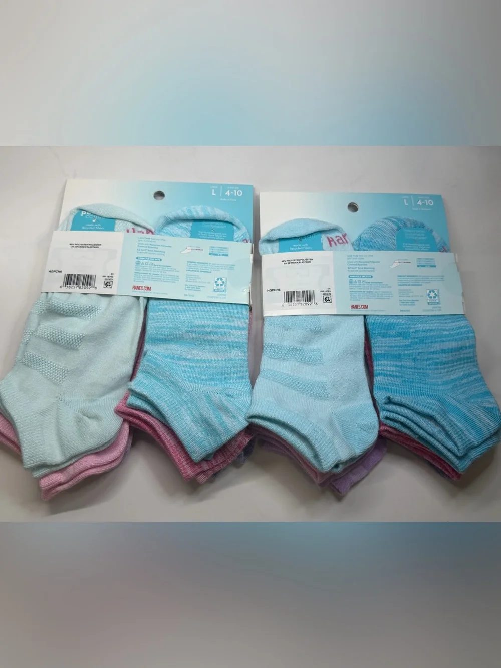Hanes Pure Comfort No-Show Socks - Purple & Lavender (6 Pack) set of 2